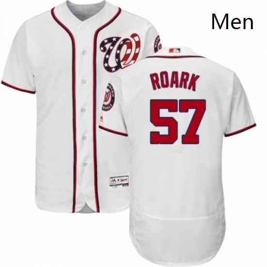 Mens Majestic Washington Nationals 57 Tanner Roark White Home Flex Base Authentic Collection MLB Jersey